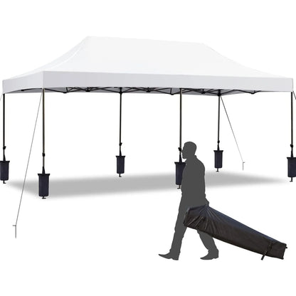 Tente pliante 10' x 20', auvent commercial instantané avec sac de transport, 6 sacs de sable, auvents d'extérieur pour festival, personnalisable