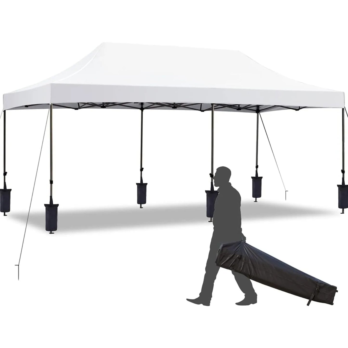 Tente pliante 10' x 20', auvent commercial instantané avec sac de transport, 6 sacs de sable, auvents d'extérieur pour festival, personnalisable