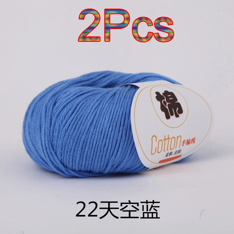 Fil à tricoter doux 100% coton, 2 pièces, fil au Crochet pour tricot, pull, couverture, gants, chapeau, écharpe, crochet, sac amigurumi, pantoufle