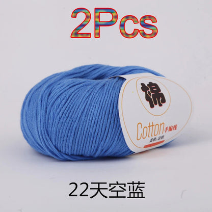 Fil à tricoter doux 100% coton, 2 pièces, fil au Crochet pour tricot, pull, couverture, gants, chapeau, écharpe, crochet, sac amigurumi, pantoufle