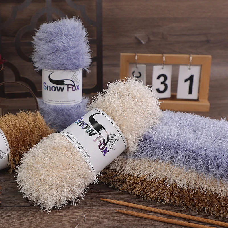 Fil de fausse fourrure 400g, fil de plumes, fil de cils, fil épais pour tricoter à la main, adapté au tricot de grands manteaux, pyjamas, foulards, chapeaux, châles, gilets