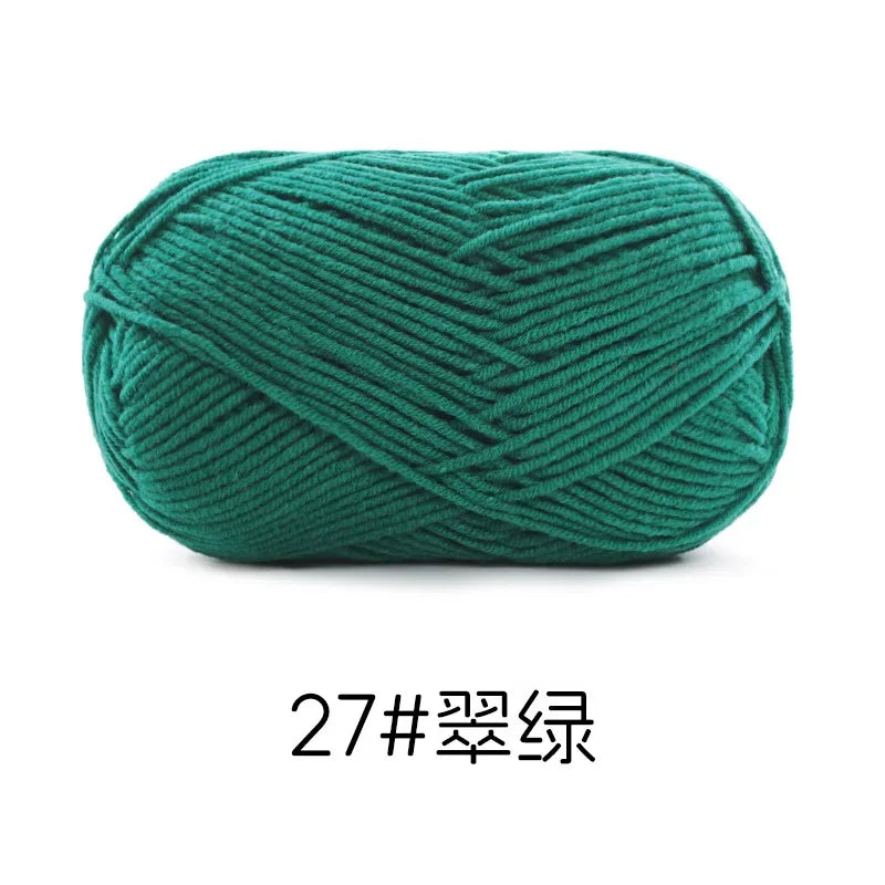 Pelote de Fil de Coton de Lait Peigné à 4 Brins, Laine Douce pour Crocheter et Tisser à la Main, 50g Chacun. 120M)