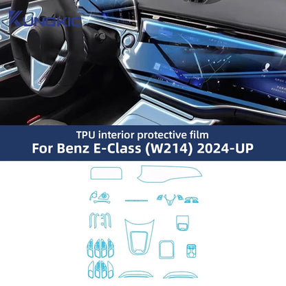Film de protection en TPU pour Mercedes Benz, classe E 2024, console centrale intérieure de voiture, style de réparation anti-rayures transparent, MB W214