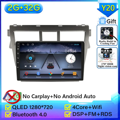 Pour Toyota VIOS Yaris 2007 2008 2009-2012 autoradio Android 15 Navigation vidéo GPS Android Auto Android 15 Carplay unité No 2din