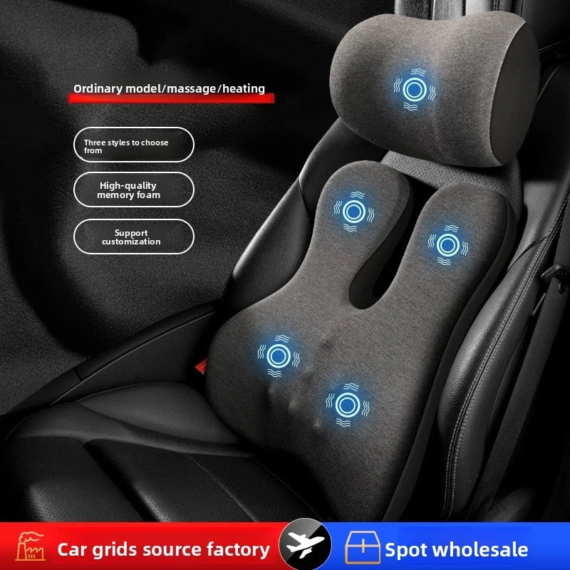 Appuie-tête de voiture, support lombaire, coussin de siège de voiture, coussin lombaire, oreiller chauffant électrique pour voiture, oreiller de protection du cou
