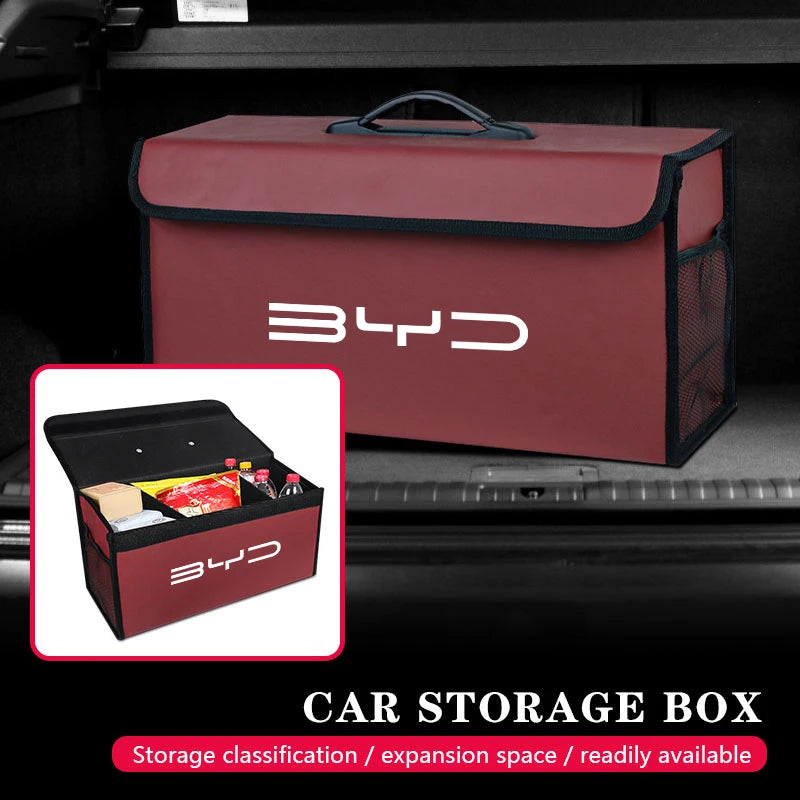 صندوق تخزين صندوق السيارة، حقيبة تخزين جلدية قابلة للطي، أداة لسيارات BYD Atto 3 Yuan Plus Han Tang EV F3 E6 Dmi Song F0 Qin Pro G3 I3