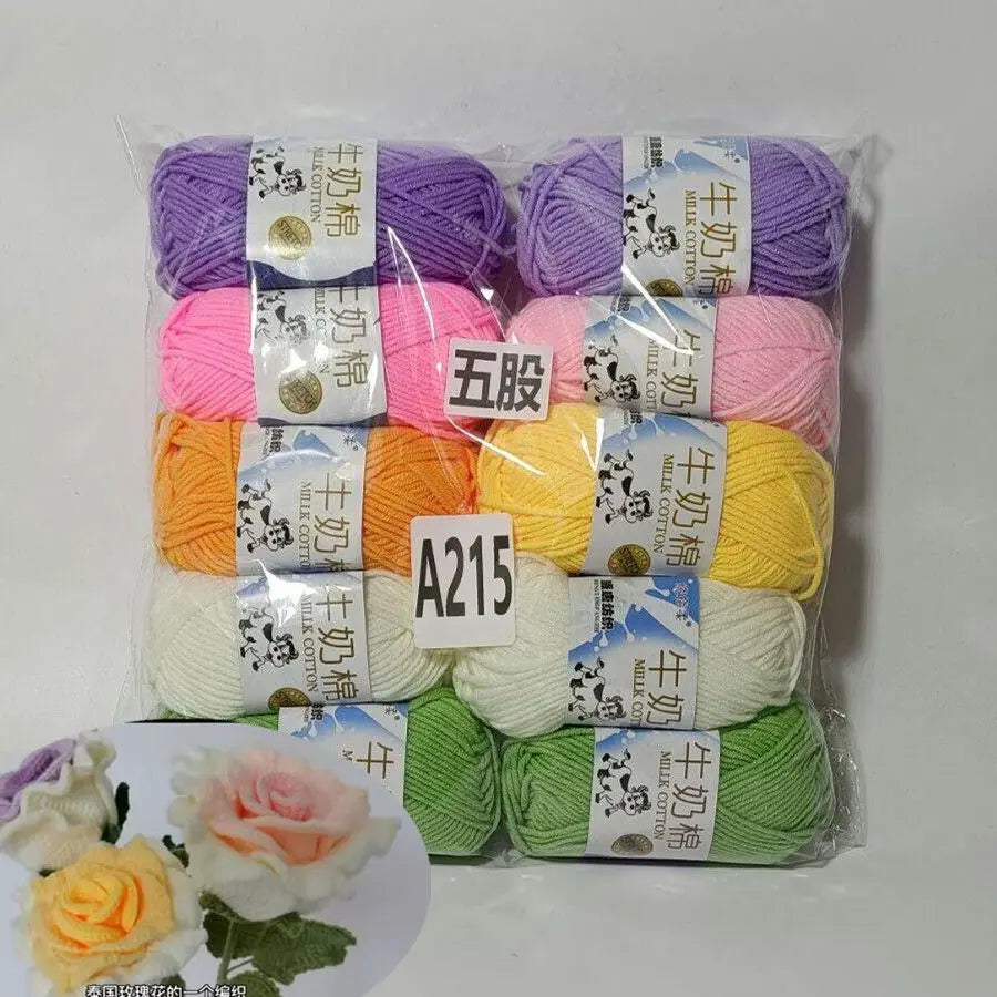 Fil de coton au lait de couleurs mélangées, 10 pièces, 500g, 5 plis, ensemble de fils au Crochet doux, fleurs tricotées à la main, fils peignés artisanaux au Crochet