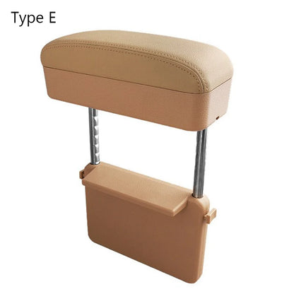 Leather Auto Car SUV Front Seat Side Gap Center Console Storage Box Organizer Pocket Adjustable Lifeable Armrest