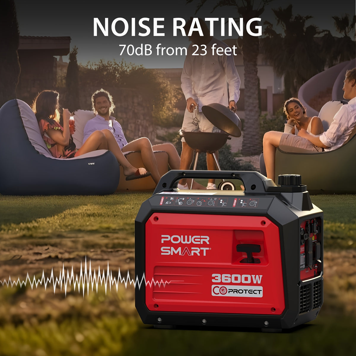 Générateur PowerSmart, équipement et équipement de camping, générateur d'onduleur portable super silencieux de 3600 watts, alimenté au gaz, prêt pour camping-car, paralys