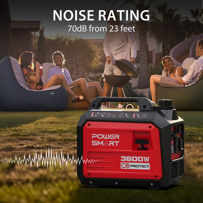 Générateur PowerSmart, équipement et équipement de camping, générateur d'onduleur portable super silencieux de 3600 watts, alimenté au gaz, prêt pour camping-car, paralys