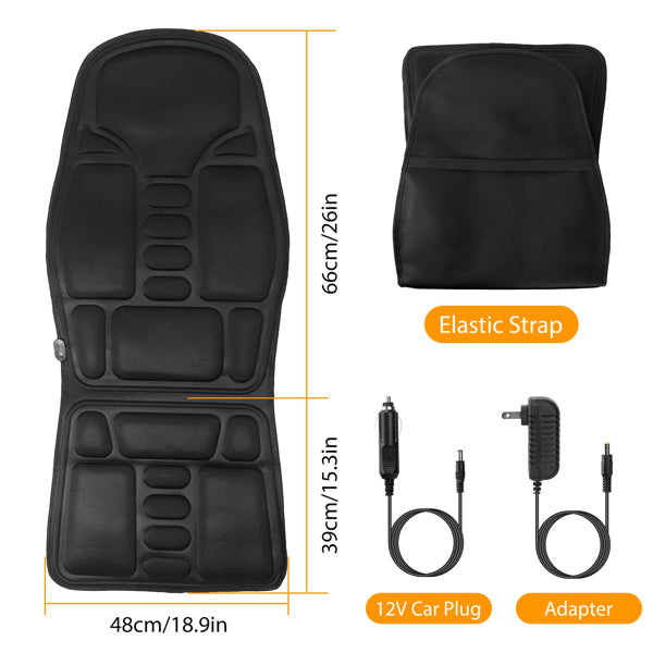Coussin de siège masseur de dos, coussin de siège de voiture de Massage électrique avec fonction de chauffage, 8 Modes de Vibration, 3 niveaux d'intensité